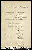 Cavendish, Victor Christian William, 9th Duke of Devonshire: certificate of election to the Royal Society