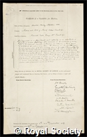 Fletcher, Sir Walter Morley: certificate of election to the Royal Society