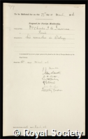 Laveran, Charles Louis Alphonse: certificate of election to the Royal Society