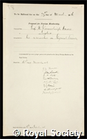 Onnes, Heike Kamerlingh: certificate of election to the Royal Society