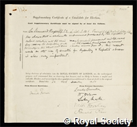 Rogers, Sir Leonard: certificate of election to the Royal Society