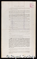Robertson, Sir Robert: certificate of election to the Royal Society