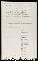 Sabatier, Paul: certificate of election to the Royal Society