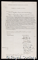Irvine, Sir James Colquhoun: certificate of election to the Royal Society