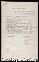 Bainbridge, Francis Arthur: certificate of election to the Royal Society