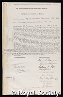 Chapman, Alfred Chaston: certificate of election to the Royal Society