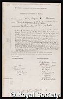 Plummer, Henry Crozier Keating: certificate of election to the Royal Society