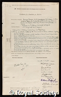 Dreyer, Georges: certificate of election to the Royal Society