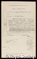 Yule, George Udny: certificate of election to the Royal Society