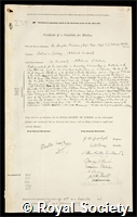 Mawson, Sir Douglas: certificate of election to the Royal Society