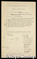 Mills, William Hobson: certificate of election to the Royal Society