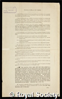 Gibson, Walcot: certificate of election to the Royal Society