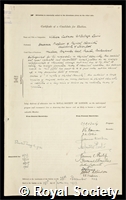 Lewis, William Cudmore McCullagh: certificate of election to the Royal Society
