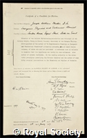 Mellor, Joseph William: certificate of election to the Royal Society