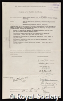 Fisher, Sir Ronald Aylmer: certificate of election to the Royal Society