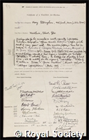 Eltringham, Harry: certificate of election to the Royal Society