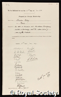 Fabry, Marie Paul Auguste Charles: certificate of election to the Royal Society