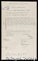Turnbull, Herbert Westren: certificate of election to the Royal Society