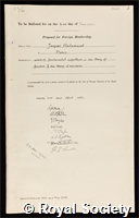 Hadamard, Jacques: certificate of election to the Royal Society
