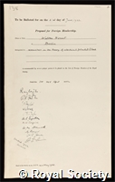Nernst, Hermann Walther: certificate of election to the Royal Society