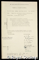 Norrish, Ronald George Wreyford: certificate of election to the Royal Society