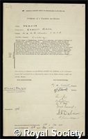 Verney, Ernest Basil: certificate of election to the Royal Society