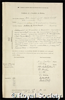 Hawkins, Herbert Leader: certificate of election to the Royal Society