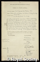 Pantin, Carl Frederick Abel: certificate of election to the Royal Society