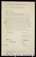 Bengough, Guy Dunstan: certificate of election to the Royal Society