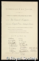 Morris, William Richard, 1st Viscount Nuffield: certificate of election to the Royal Society