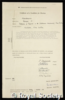 Henderson, George Hugh: certificate of election to the Royal Society