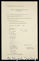 Hankey, Maurice Pascal Alers, 1st Baron Hankey of the Chart: certificate of election to the Royal Society