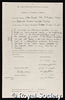 Penfield, Wilder Graves: certificate of election to the Royal Society