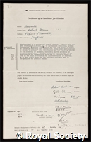 Haworth, Robert Downs: certificate of election to the Royal Society