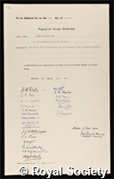 Avery, Oswald Theodore: certificate of election to the Royal Society