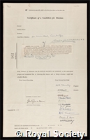 Godwin, Sir Harry: certificate of election to the Royal Society