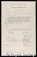 Conway, Edward Joseph: certificate of election to the Royal Society