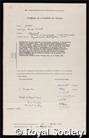 Jackson, Derek Ainslie: certificate of election to the Royal Society