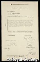 Bawden, Sir Frederick Charles: certificate of election to the Royal Society