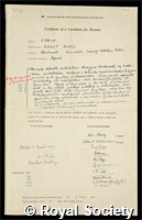 Chain, Sir Ernst Boris: certificate of election to the Royal Society