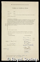 Smith, Wilson: certificate of election to the Royal Society