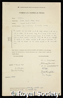 Sutherland, Sir Gordon Brims Black McIvor: certificate of election to the Royal Society