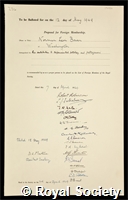 Bowen, Norman Levi: certificate of election to the Royal Society