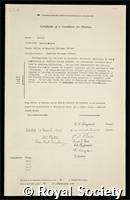 Sutton, Leslie Ernest: certificate of election to the Royal Society