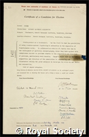 Synge, Richard Laurence Millington: certificate of election to the Royal Society