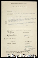 Prescott, James Arthur: certificate of election to the Royal Society