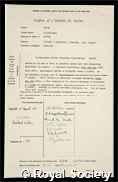 Thorpe, William Homan: certificate of election to the Royal Society