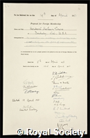 Evans, Herbert McLean: certificate of election to the Royal Society