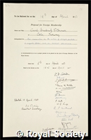 Stormer, Frederik Carl Mulertz: certificate of election to the Royal Society