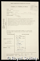 Hammick, Dalziel Llewellyn: certificate of election to the Royal Society